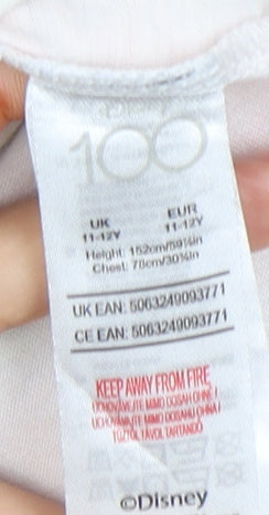 Close-up detail of Disney girls’ multicoloured graphic t-shirt 11-12 years