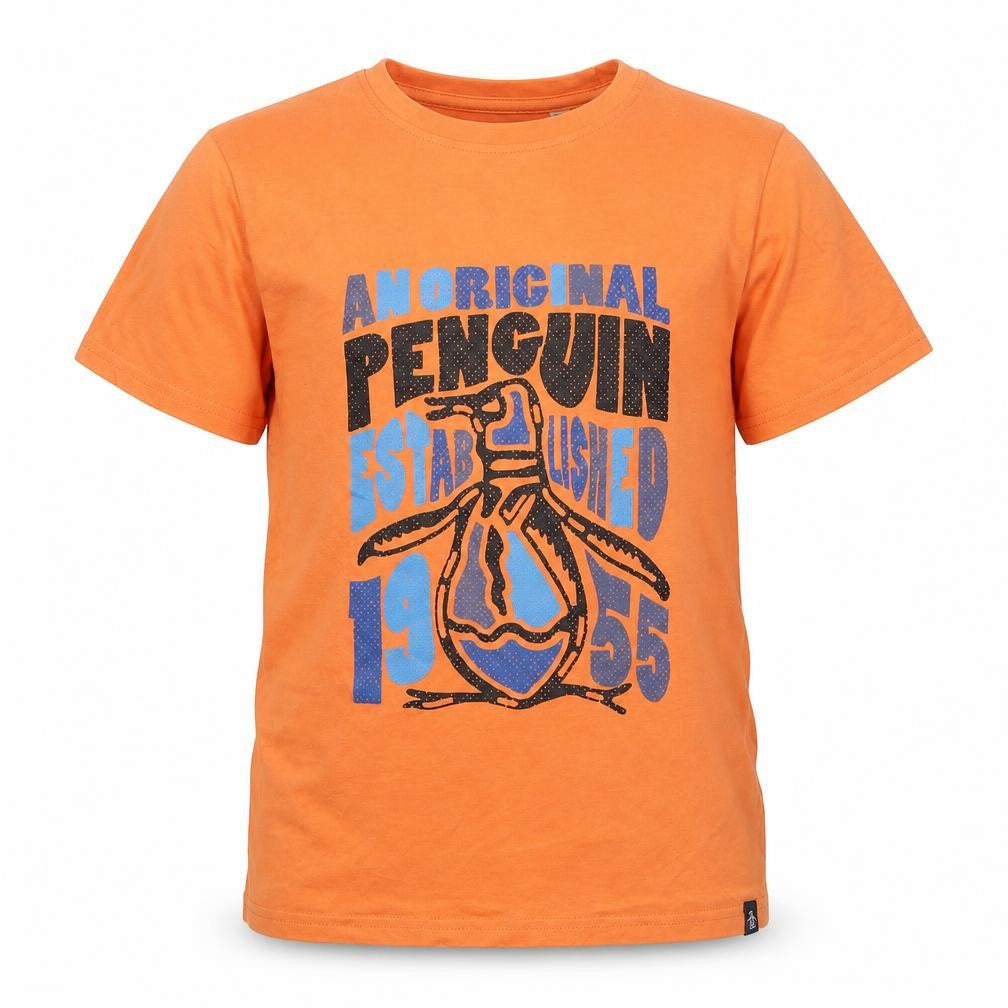 Penguin Boys Orange Graphic T-Shirt, Size 10-11 Years