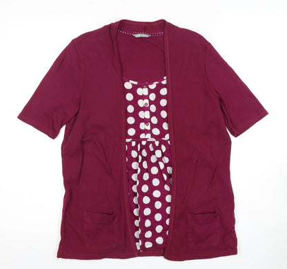 Marks & Spencer Women's Red Polka Dot Cardigan Size 14