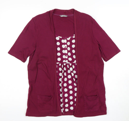 Marks and Spencer Women's Red Polka Dot Cardigan Size 14