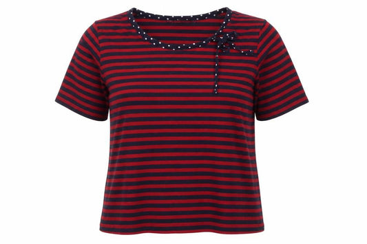 Isle Women's Multicoloured Striped Bow Top, Size 14