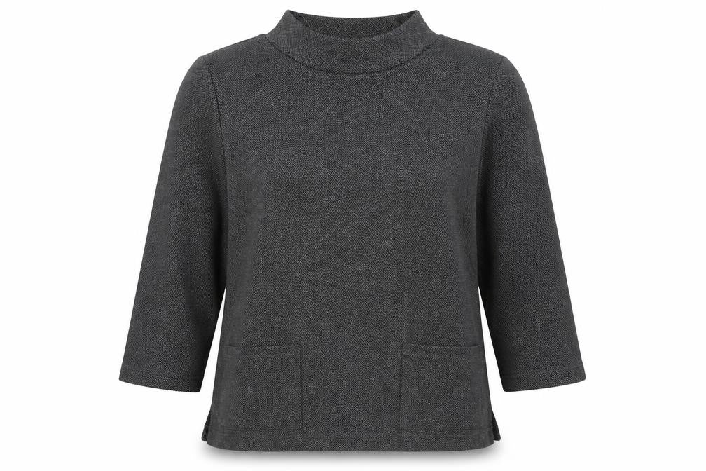 Rachel Zoe Women's Grey Herringbone Mock Neck Top