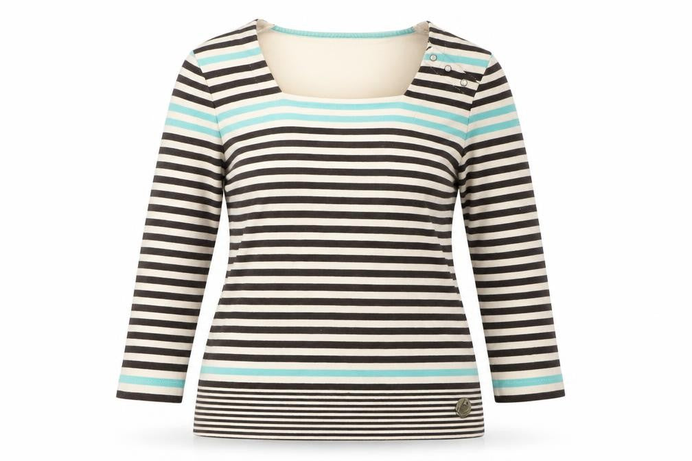 Dash Women's Beige Striped Top, Size 10, Casual Elegance