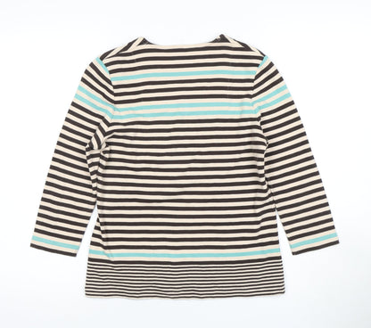 Dash Women's Beige Striped Top, Size 10, Casual Elegance