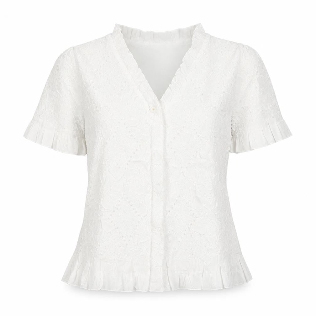 Roman Women's White V-Neck Blouse L