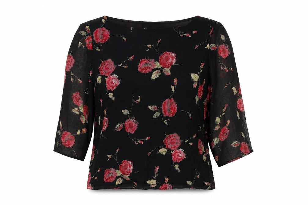 Marks & Spencer Women's Black Floral Blouse UK 12
