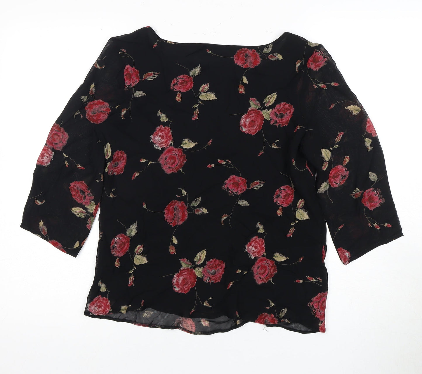 Marks and Spencer Women's Black Floral Blouse UK 12