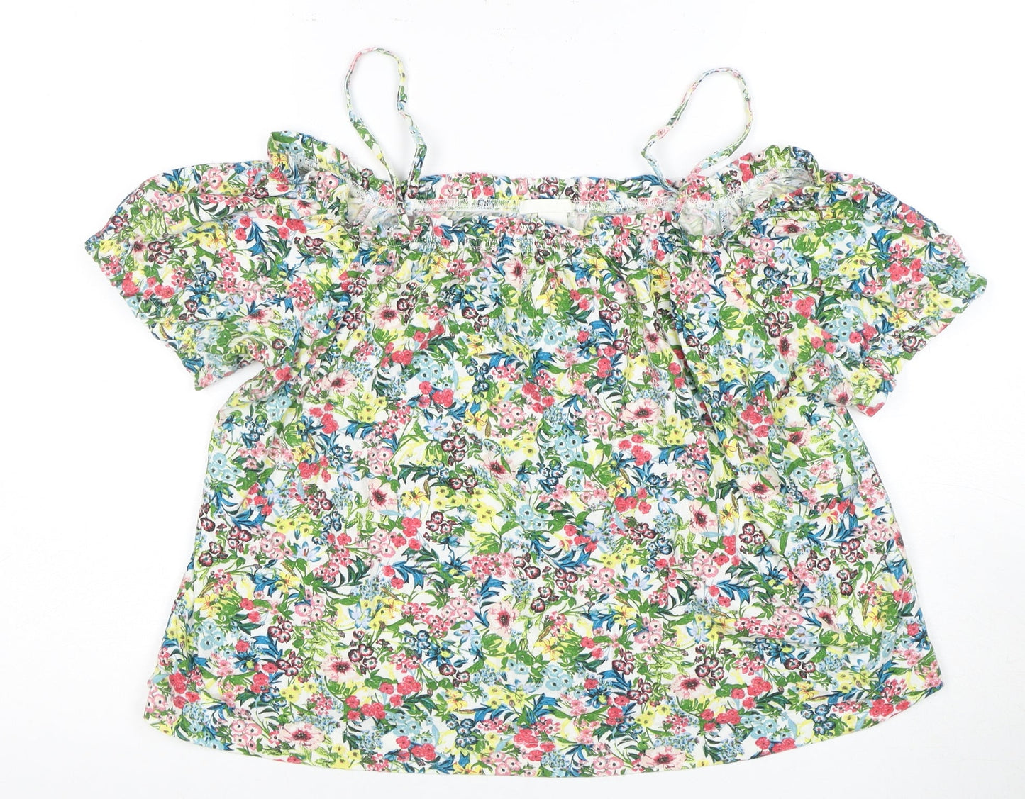 H&M Women's Floral Multicoloured Off Shoulder Blouse Size 12