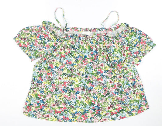 H&M Women's Floral Multicoloured Off Shoulder Blouse Size 12