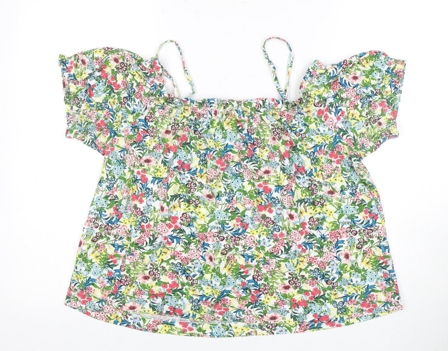 H&M Women's Floral Multicoloured Off Shoulder Blouse Size 12