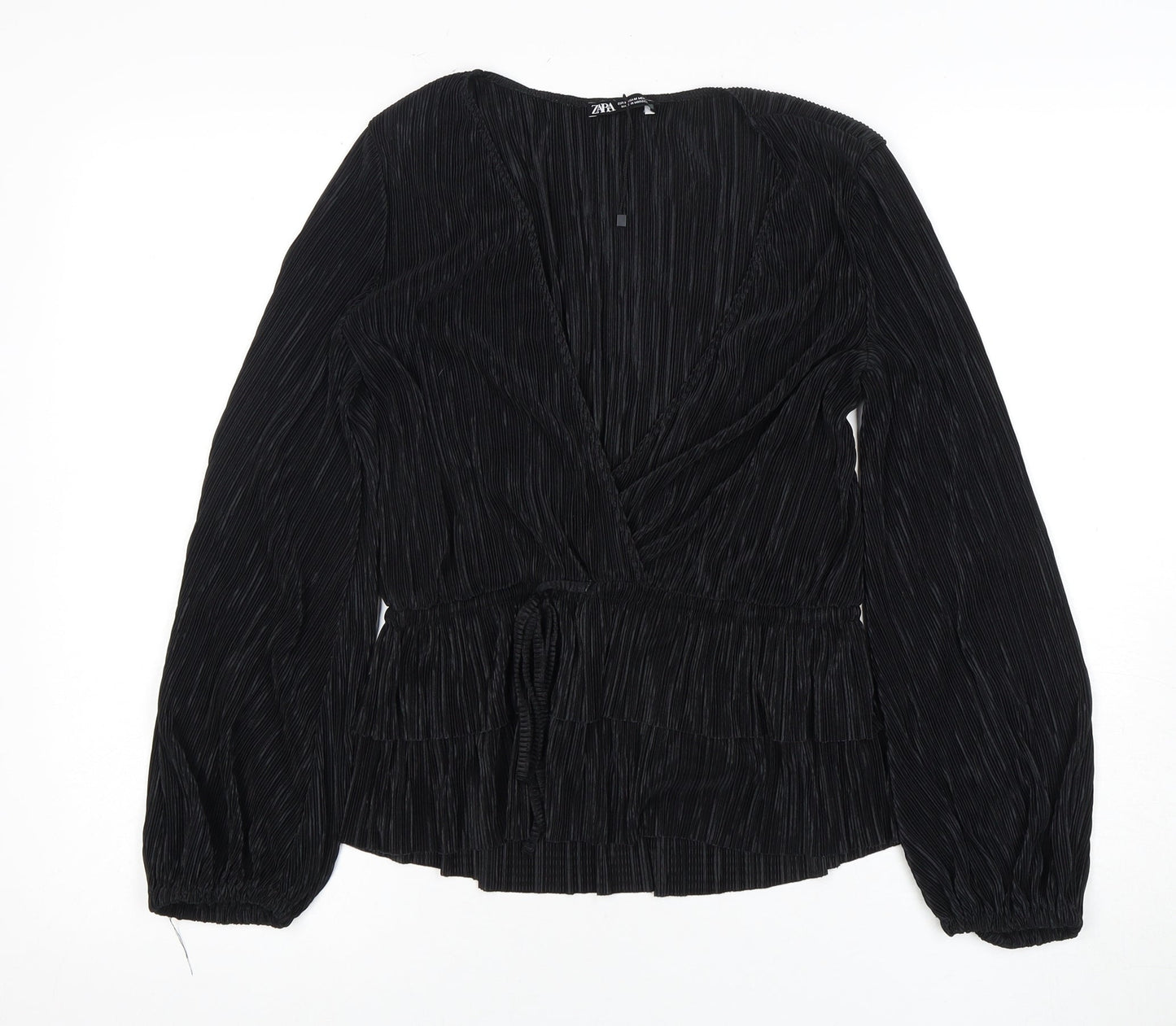 Zara Women's Black Wrap Blouse Long Sleeve XS