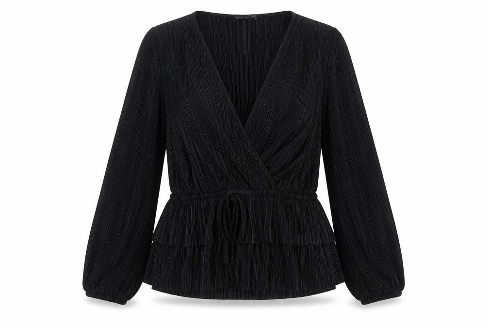 Zara Women's Black Wrap Blouse Long Sleeve XS