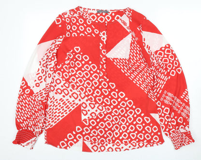 Additional front view of Principles Red Geometric Long Sleeve Women's Blouse