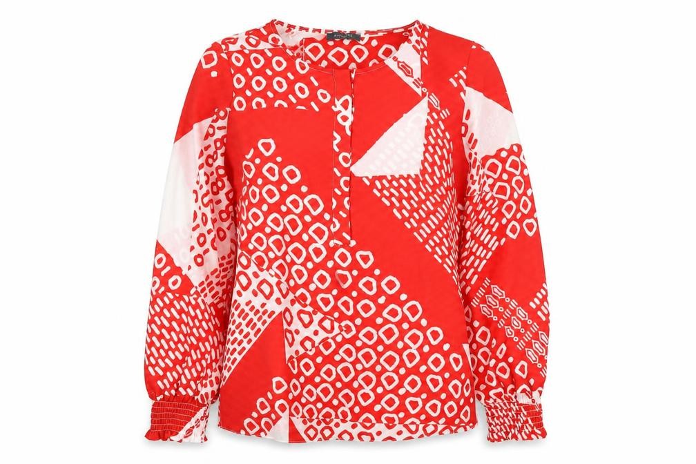 Principles Red Geometric Long Sleeve Women's Blouse