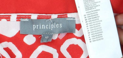Close-up detail of Principles Red Geometric Long Sleeve Women's Blouse