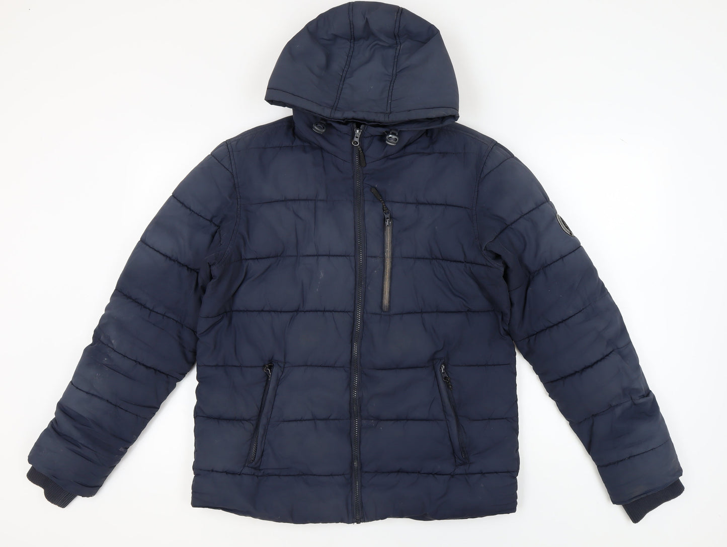 JOG ON Men's Blue Puffer Jacket M Hooded Casual Wear