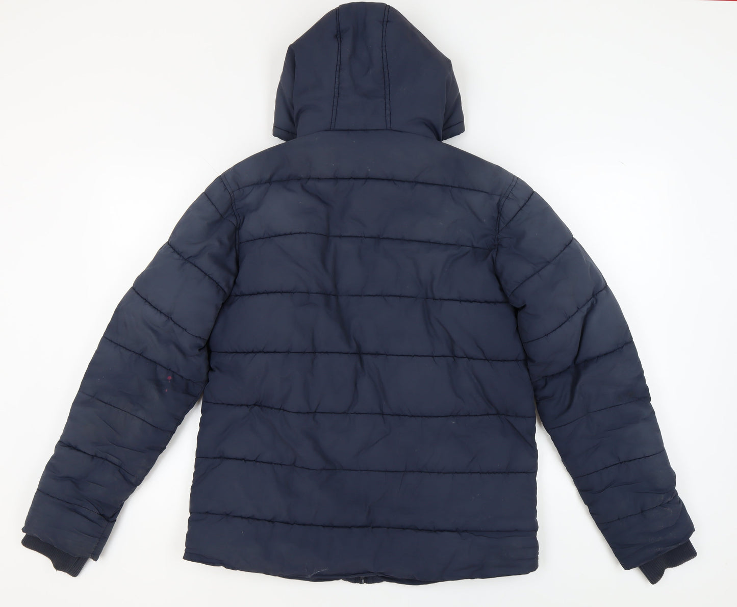 JOG ON Men's Blue Puffer Jacket M Hooded Casual Wear