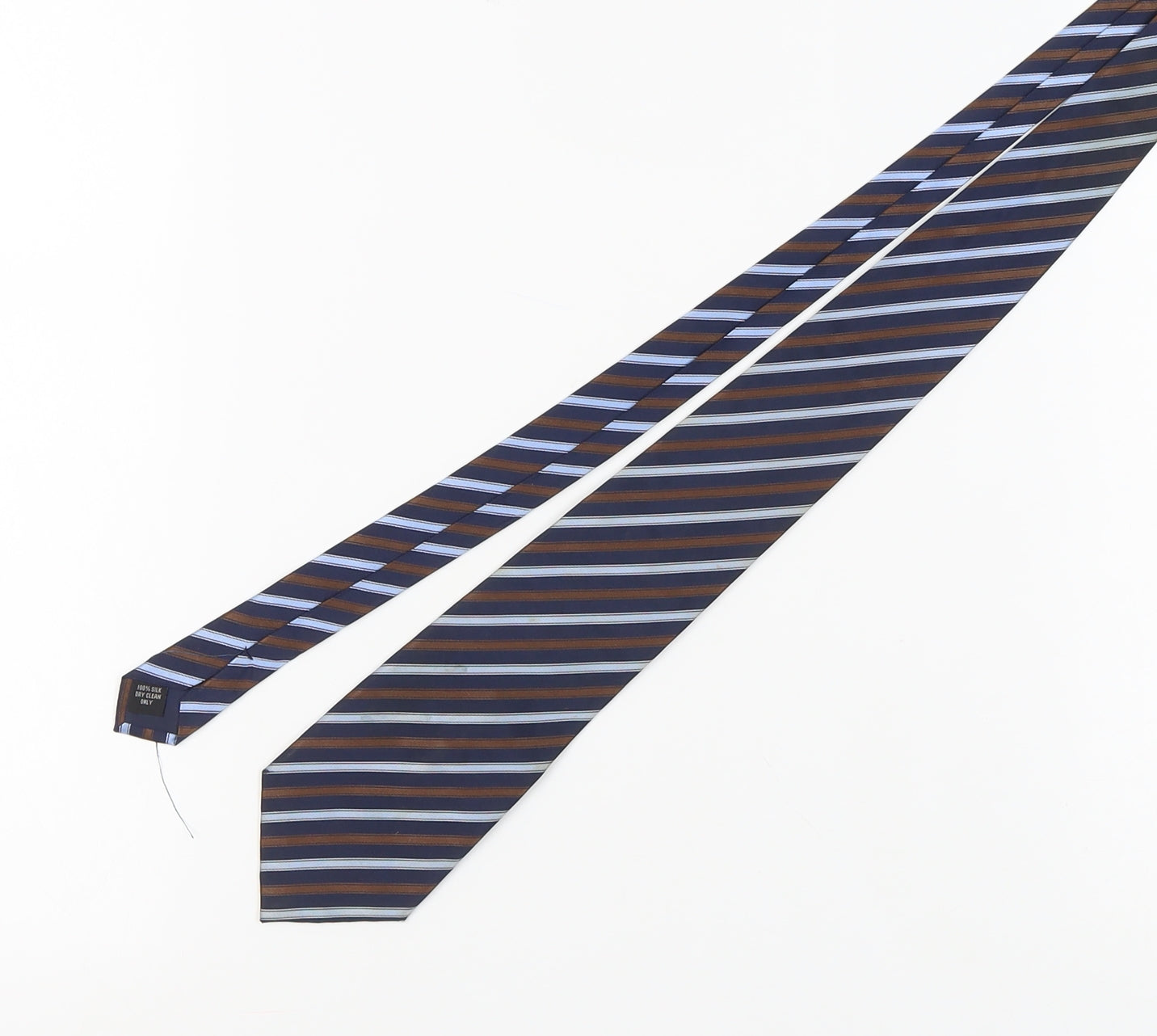 Dehavilland Men's Blue Brown Striped Silk Tie One Size