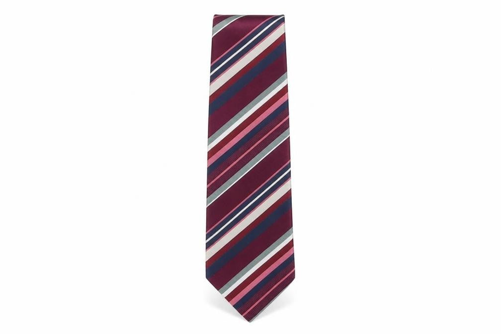 Racing Green Men's Silk Striped Tie - Red, Blue, Silver