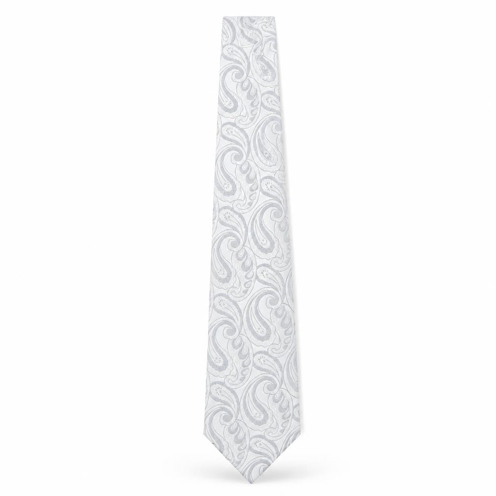 Romanno Mazzini Men's Grey Paisley Handmade Tie