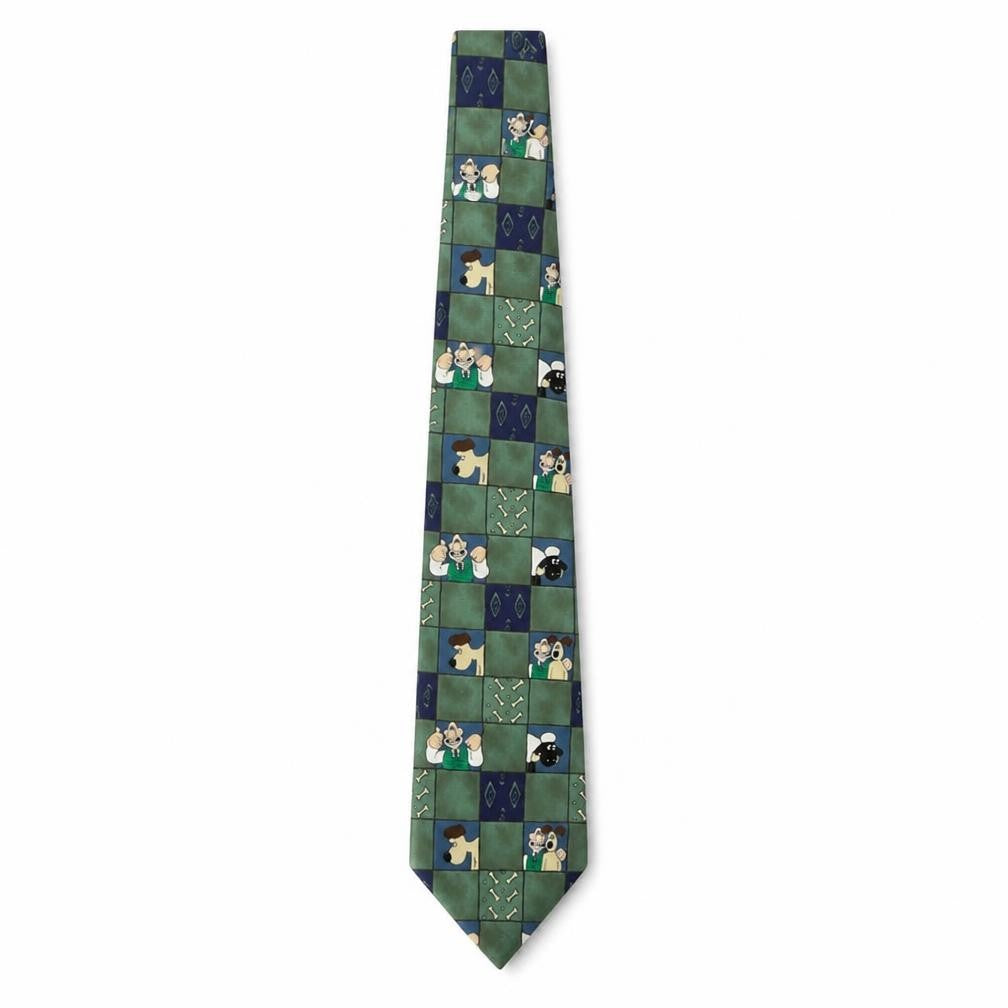 Marks & Spencer Cartoon Plaid Men's Tie - Green/Blue