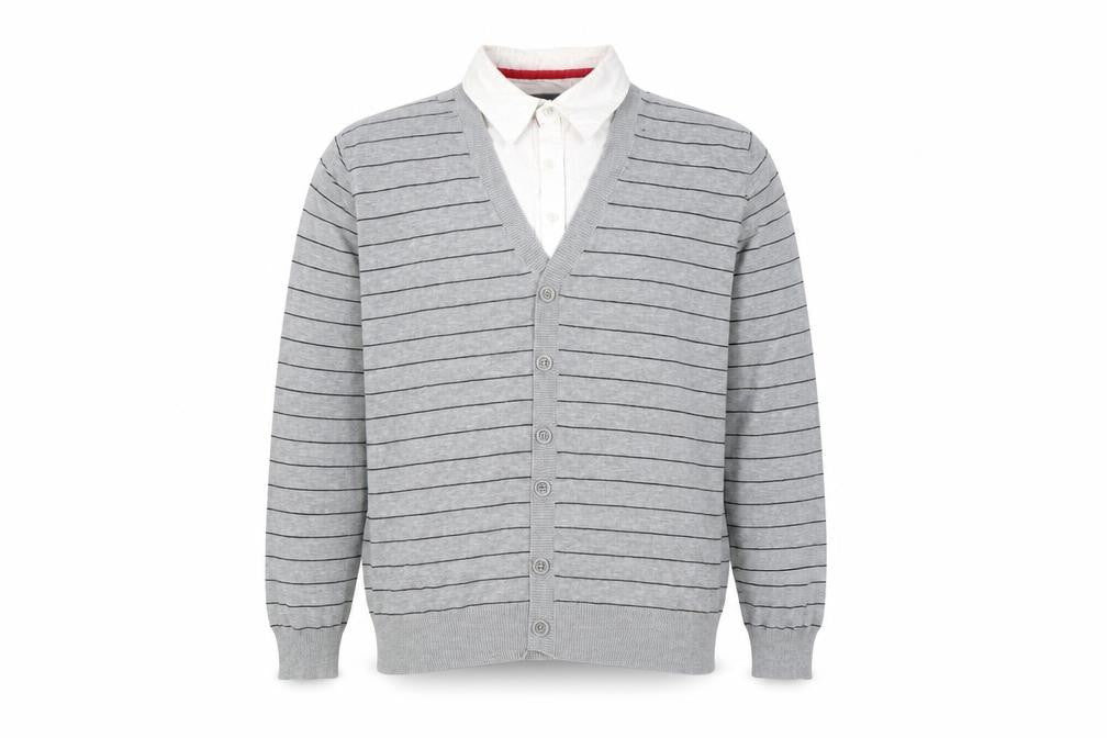 Jeff Banks Men's Grey Striped Cardigan M