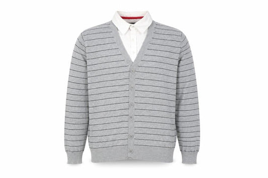 Jeff Banks Men's Grey Striped Cardigan M