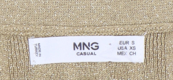 MNG Casual Gold Blouse Women's Size 8 V-Neck