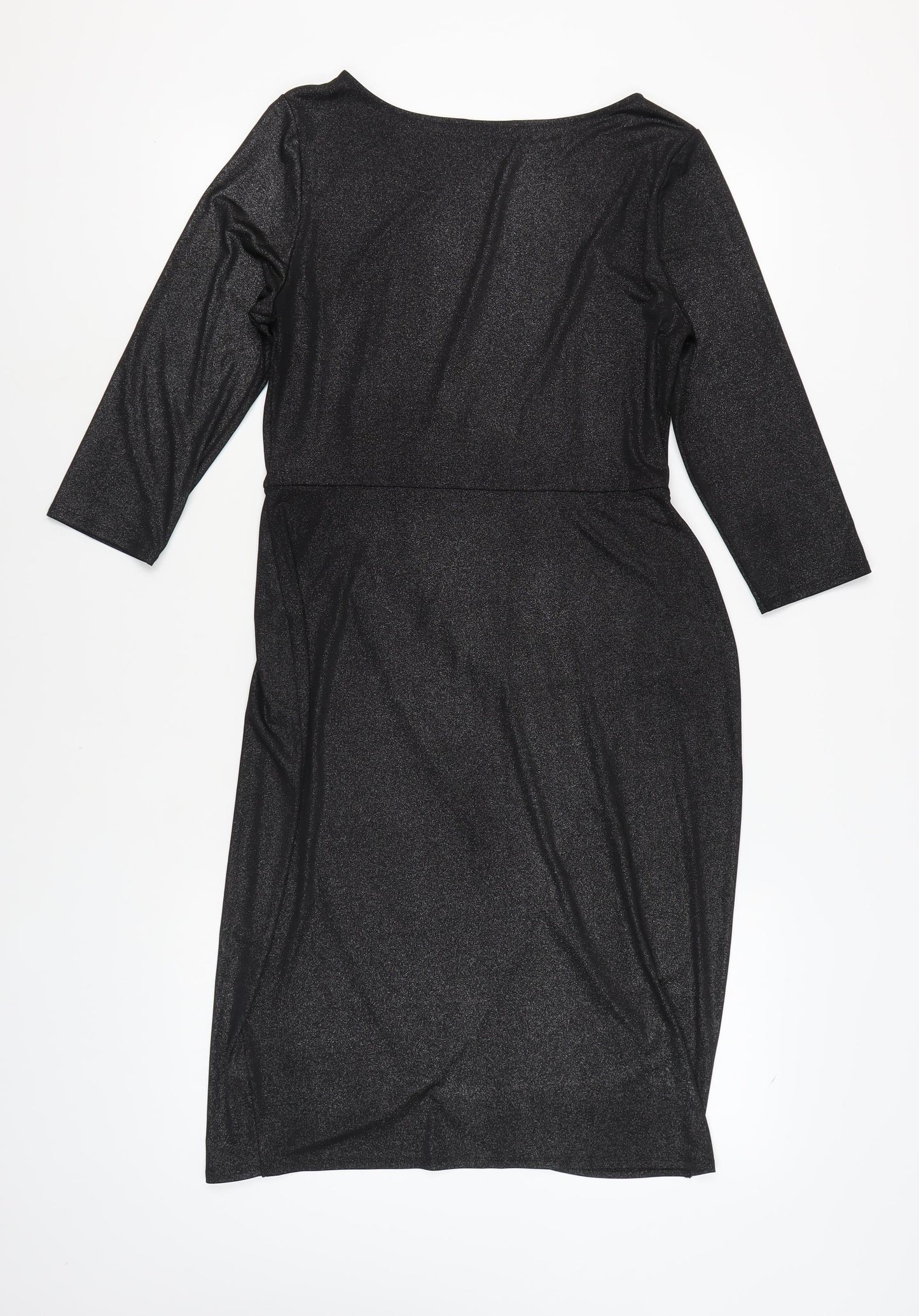 Marks and Spencer Black Sheath Dress, Size 12, Knee Length