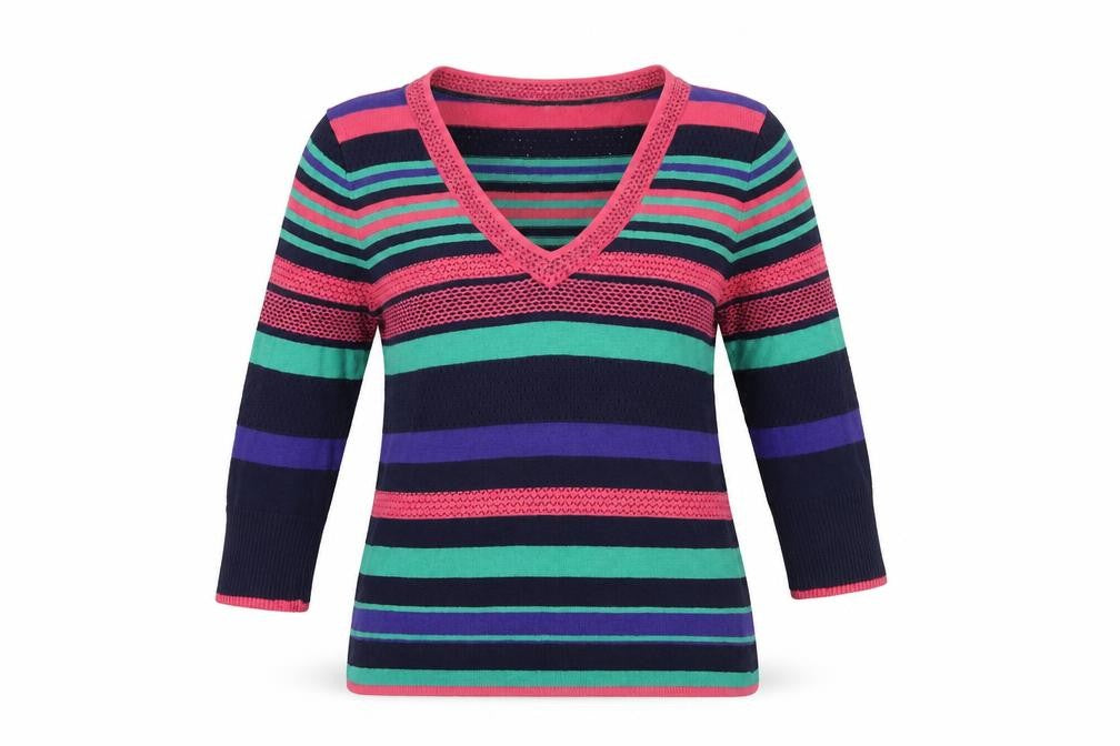 Climb High Dig Deep Women's Multicolour Striped Jumper 14