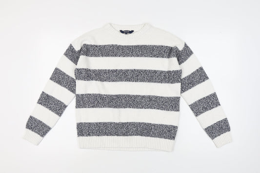 Maine Women's White Striped Pullover Jumper Size 12