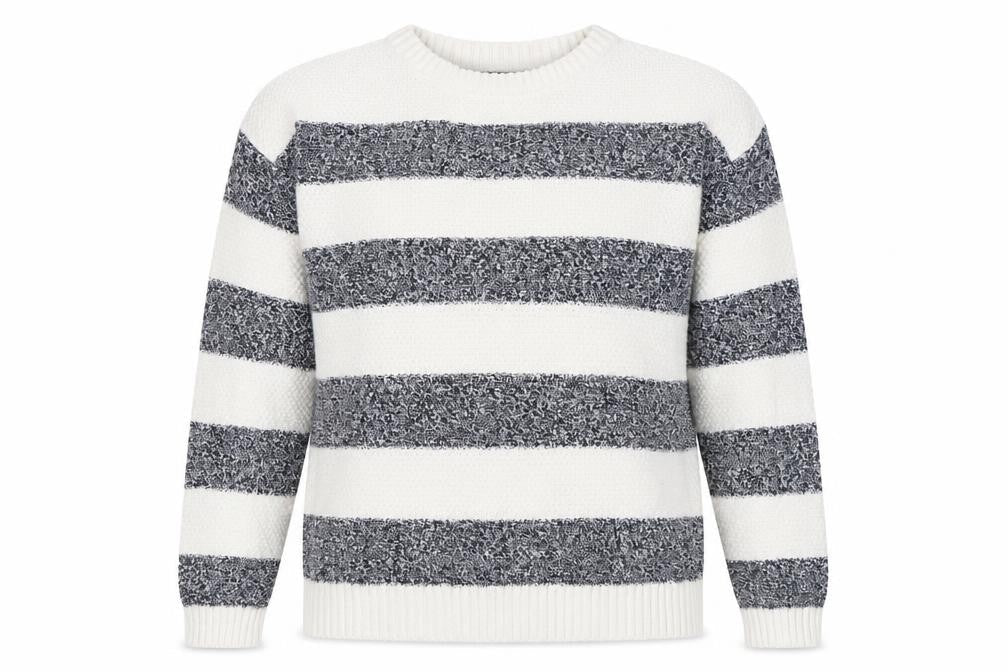 Maine Women's White Striped Pullover Jumper Size 12