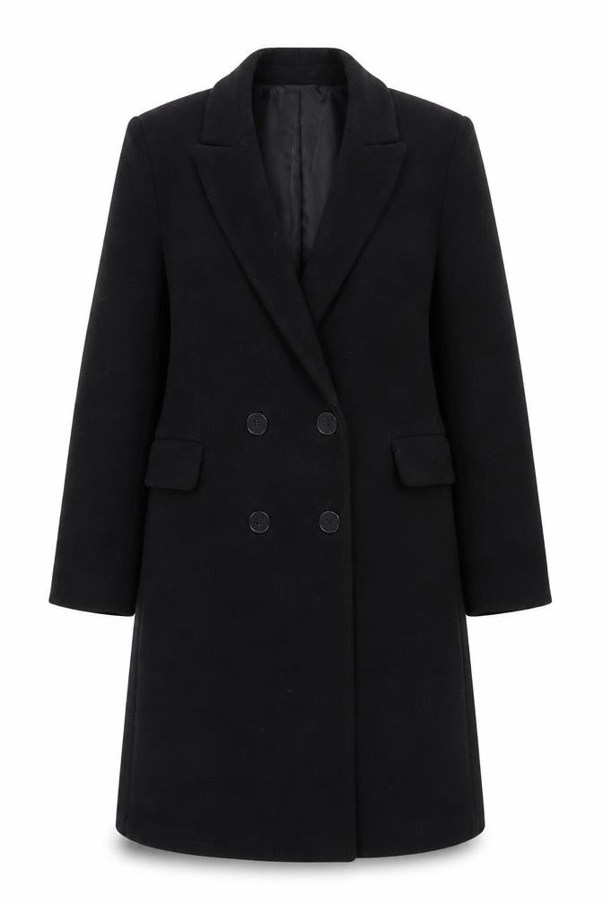 Mango Women's Black Wool Overcoat Size M