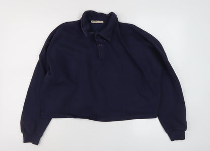 Preloved Pull & Bear Men's Blue Collared Sweatshirt M - Front