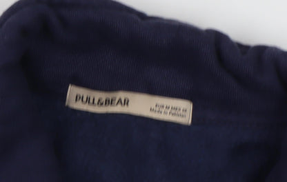 Preloved Pull & Bear Men's Blue Collared Sweatshirt M - Detail