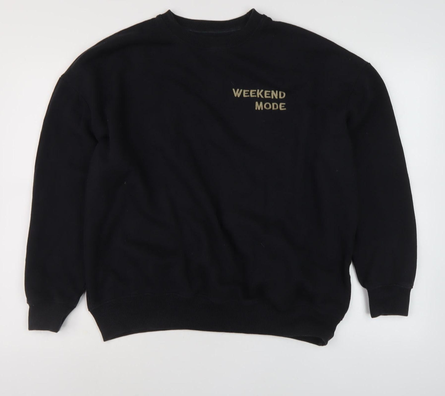 Pull&Bear Men's Black Medium Crew Neck Sweatshirt