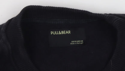 Pull&Bear Men's Black Medium Crew Neck Sweatshirt