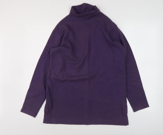 Lands' End Women's Purple Roll Neck Sweatshirt