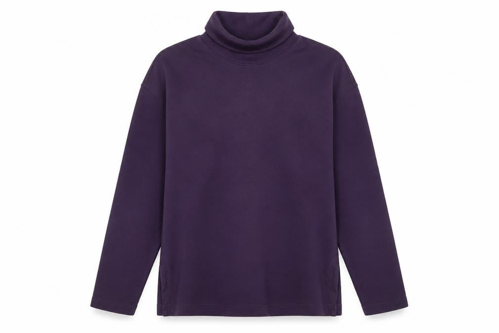Lands' End Women's Purple Roll Neck Sweatshirt