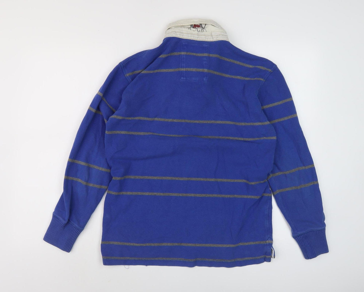 Crew Clothing Men's Blue Striped Polo Shirt - Small