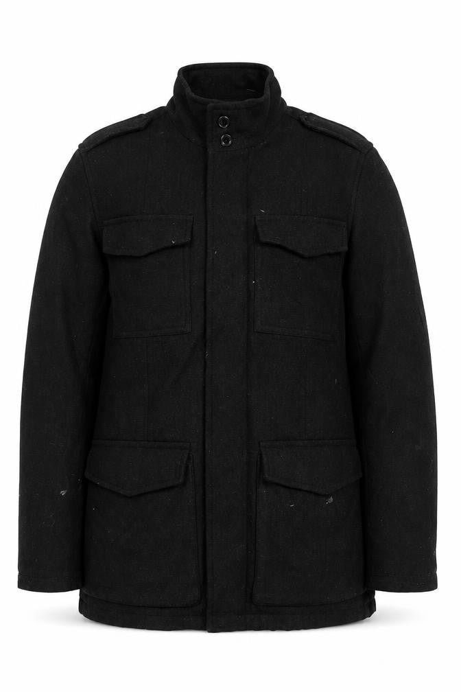 Brooker Men's Black Wool Military Jacket M