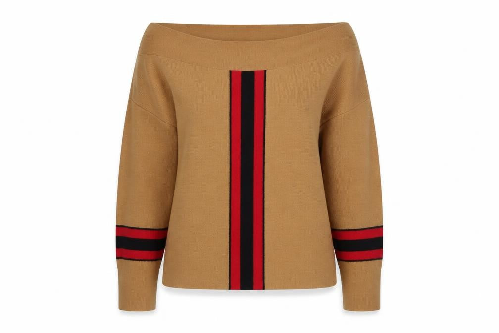 River Island Women's Beige Stripe Pullover Jumper, Size 14