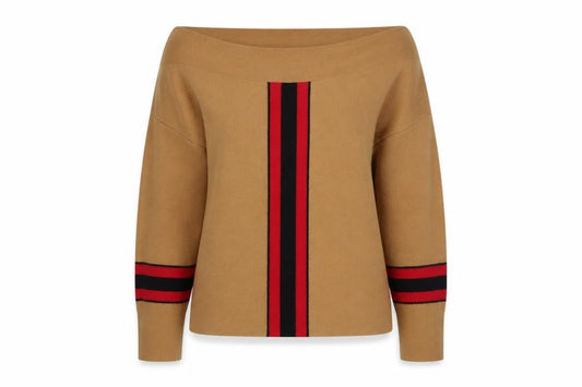 River Island Women's Beige Stripe Pullover Jumper, Size 14