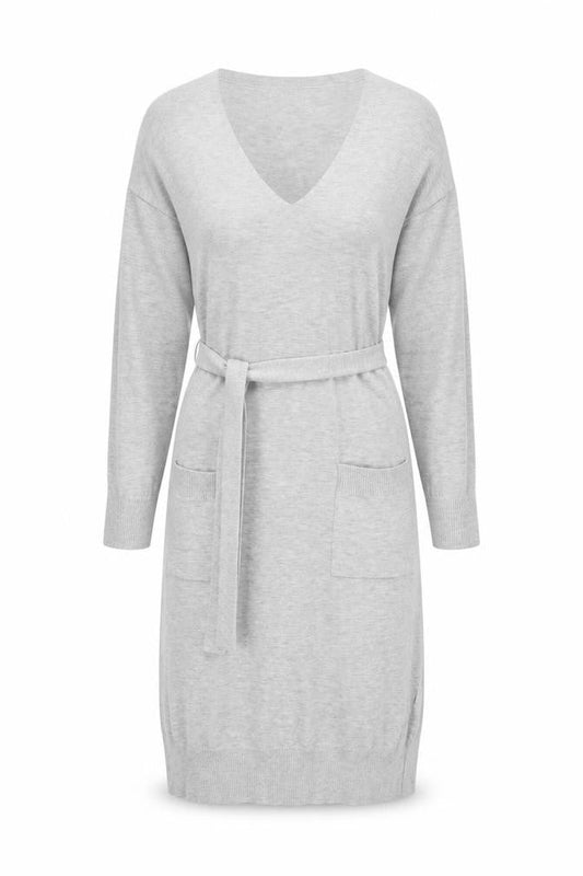 Next Women's Grey Knit Dress V-Neck Size 6