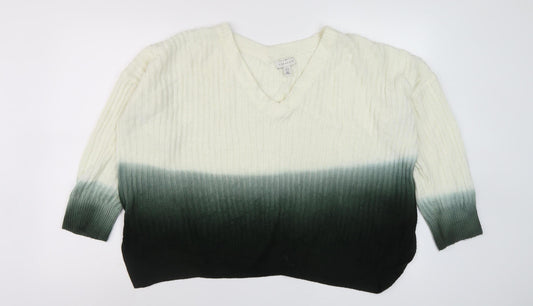 Topshop Women's Ivory Pullover Jumper, UK Size 12, V-Neck