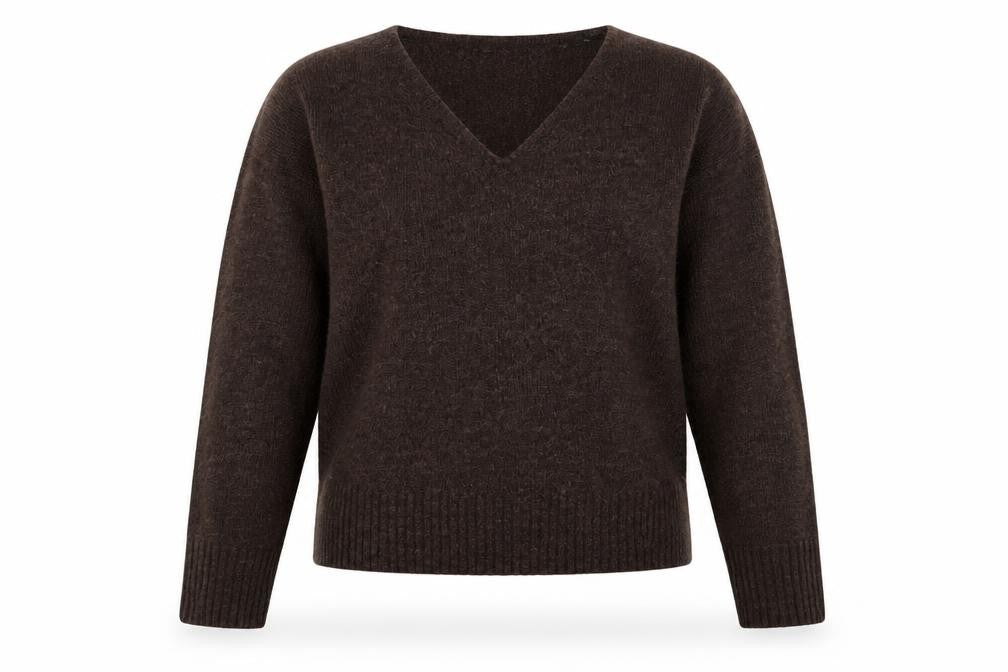 JDY Women's Brown V-Neck Pullover Jumper XS