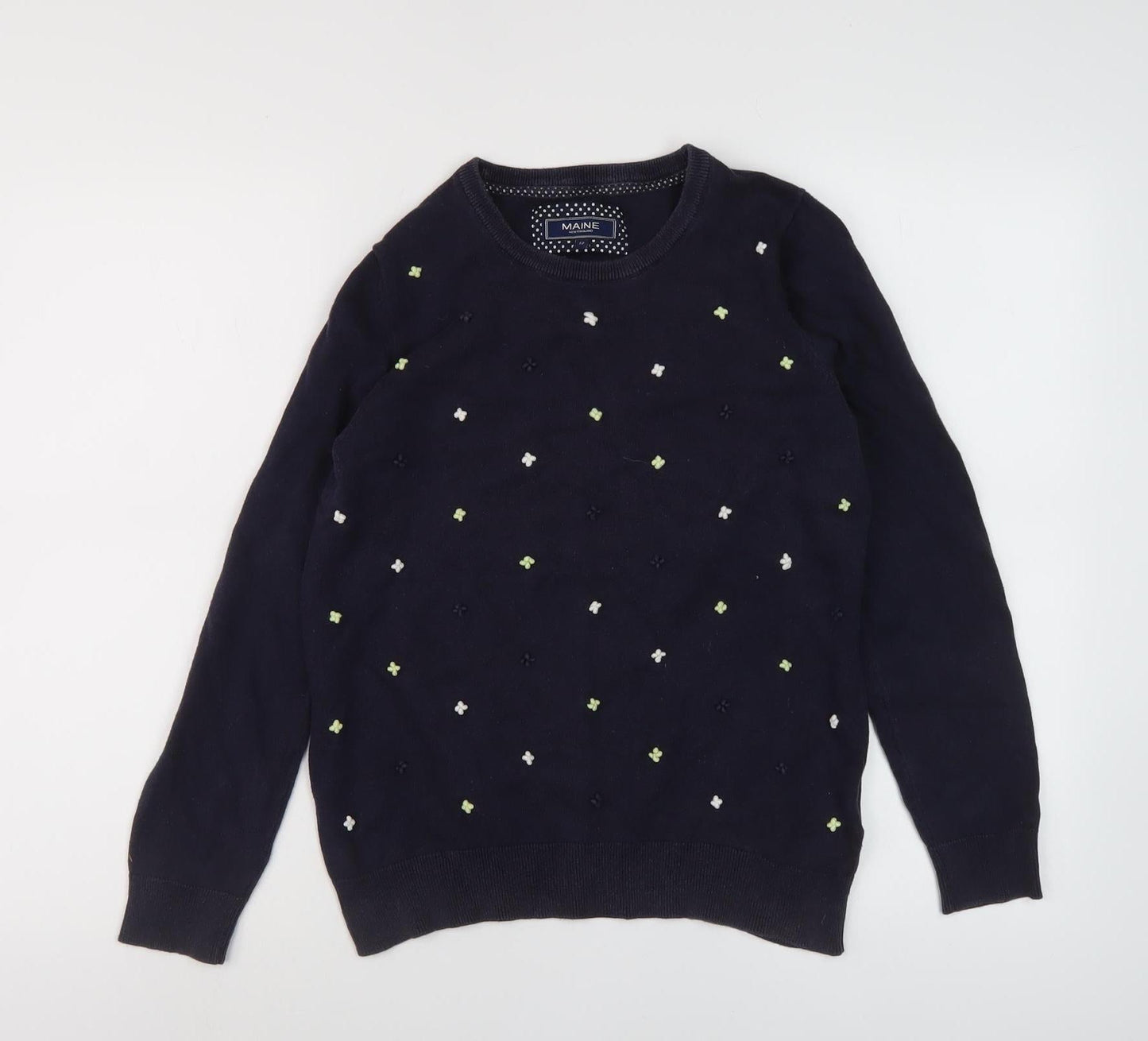 Maine Women's Black Embroidered Pullover Jumper, Size 12