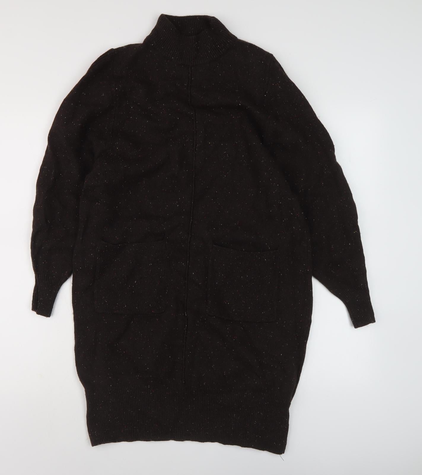 M&S Women's Brown Mock Neck Jumper S