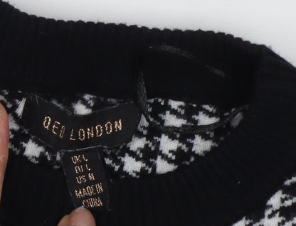 QED London Women's Black Check Pullover Jumper L