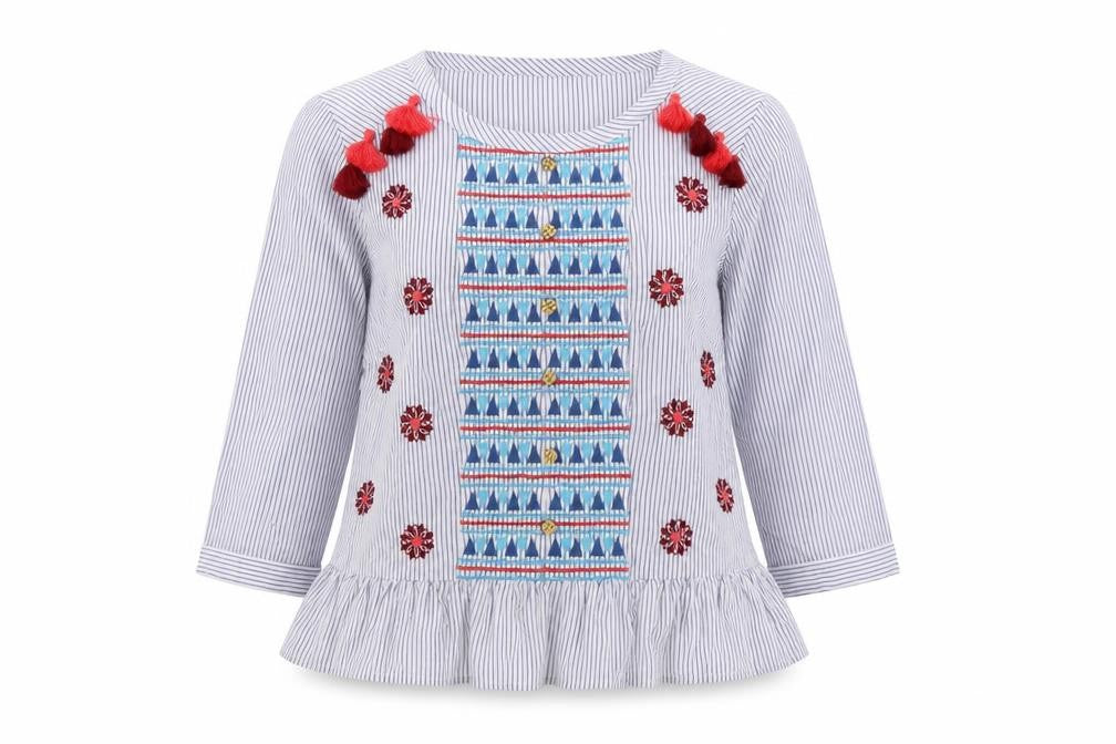 Joe Browns Women's Multicoloured Embroidered Blouse - Size 10